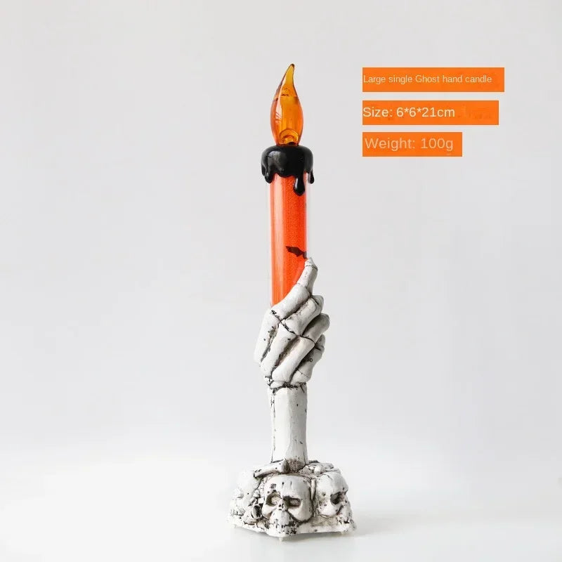 Spooky Halloween Ghost LED Candle Skull Handheld Light Eerie Purple Zpaxo Big-Orange 10PCS