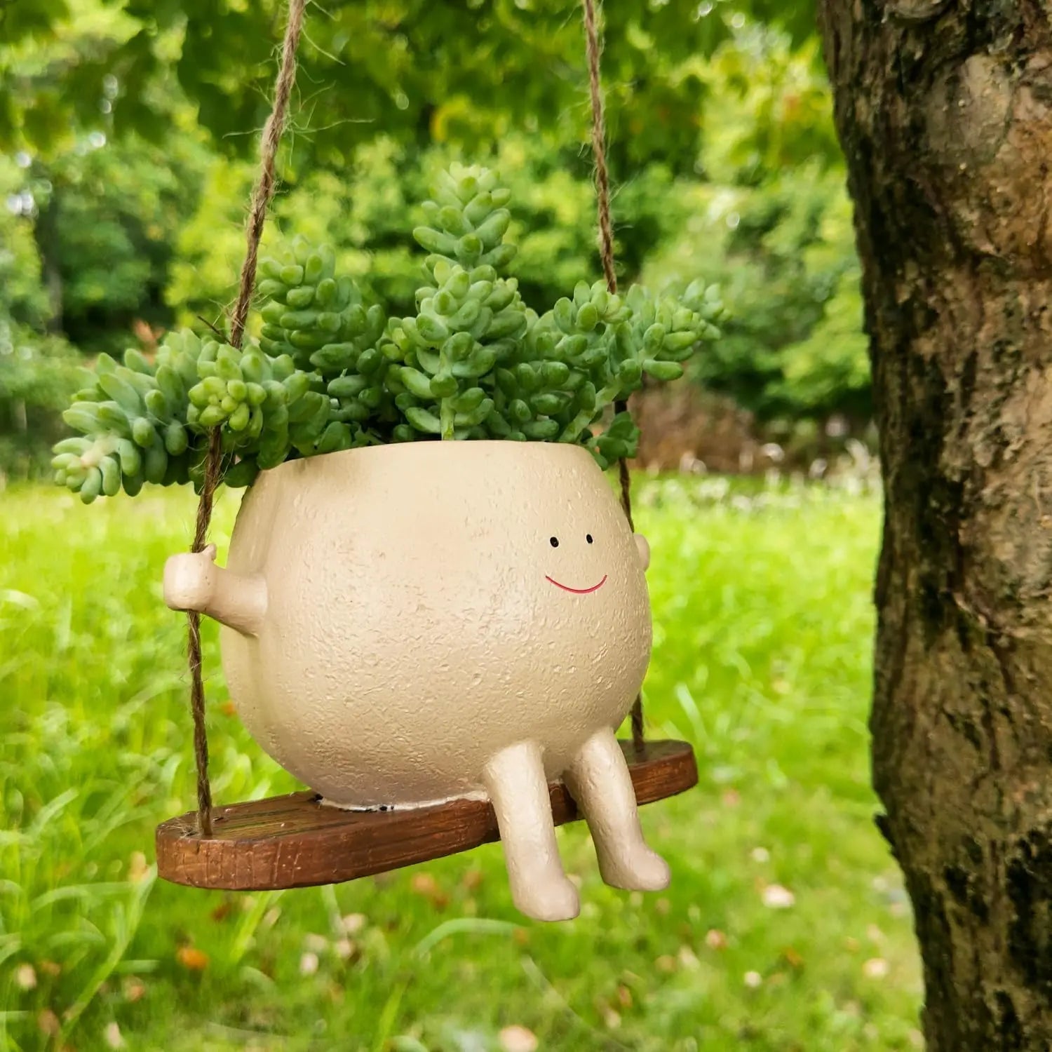 Hanging Resin Face Planter Pot – Succulent Head Vase Home Decor