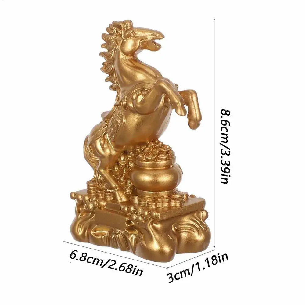 Resin Golden Horse Statue Figurine 2026 Chinese Mascot Sculpture Good