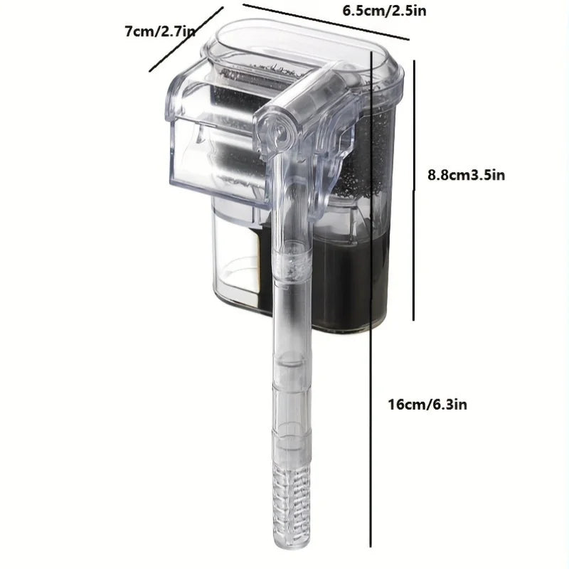Hang-on-back Aquarium Filter 5V USB Powered Compact Waterfall 2 5W H