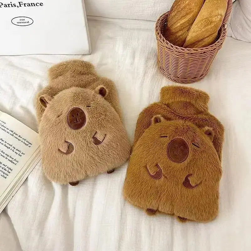 Capybara Hot Water Bottle 1000ml – Plush Hand Warmer Winter Gift Hot Water Bottle Zpaxo