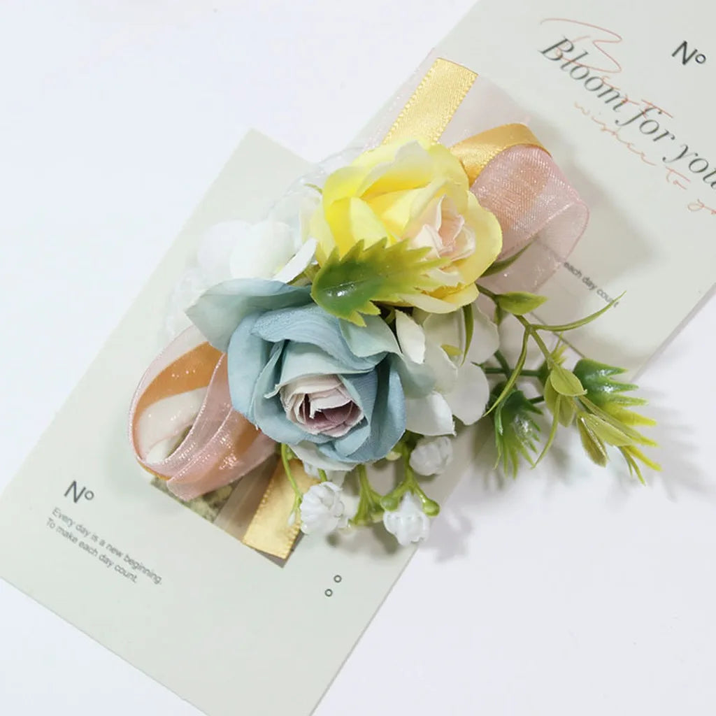 Artificial Fabric Corsage & Wrist Flower | Satin Ribbon Wedding