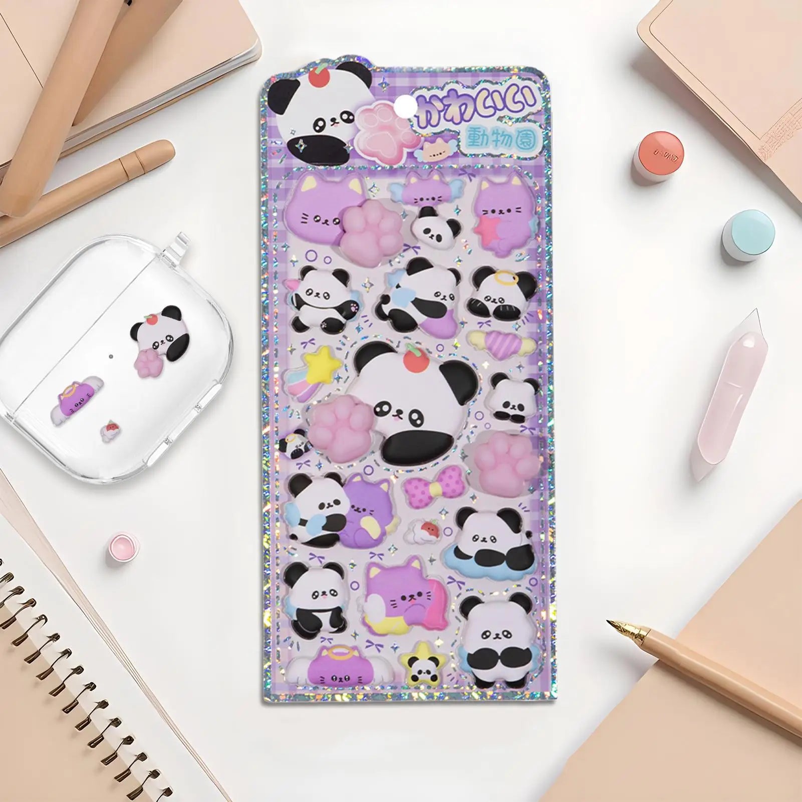 Kids 3D Stickers Aesthetic Panda Decorative Stickers Animal Decals for Phone Case Scrapbooking Notebook Laptop Craft Kids Boys Zpaxo