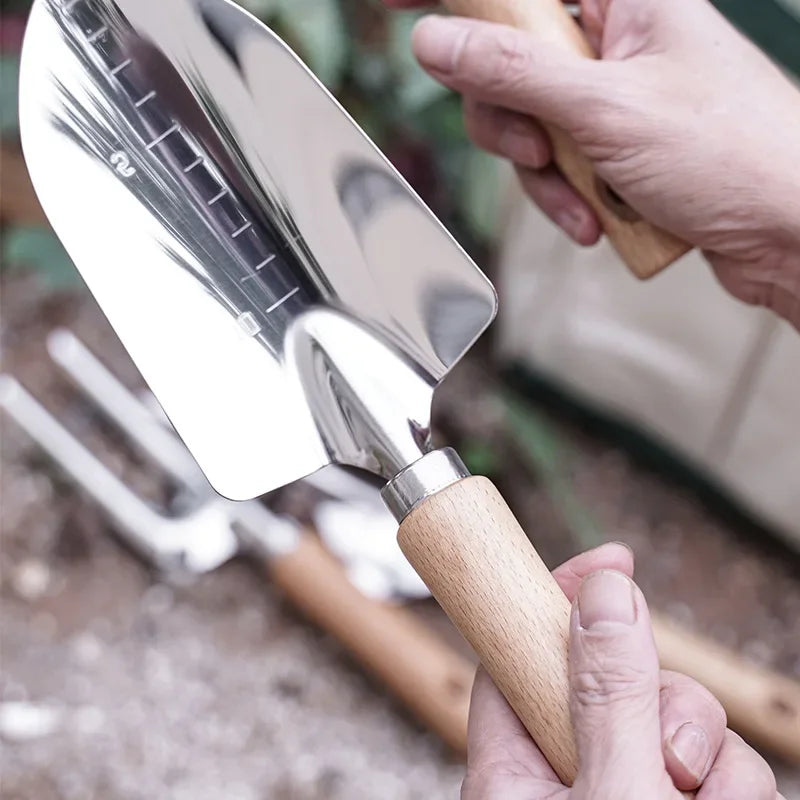 5-Piece Stainless Steel Garden Tool Set – Shovel & Rake Kit