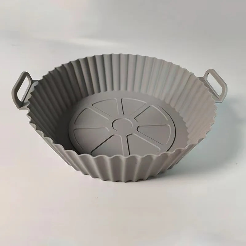 Silicone Air Fryer Liner Reusable Round Liners Tower BPA-Free Zpaxo Grey