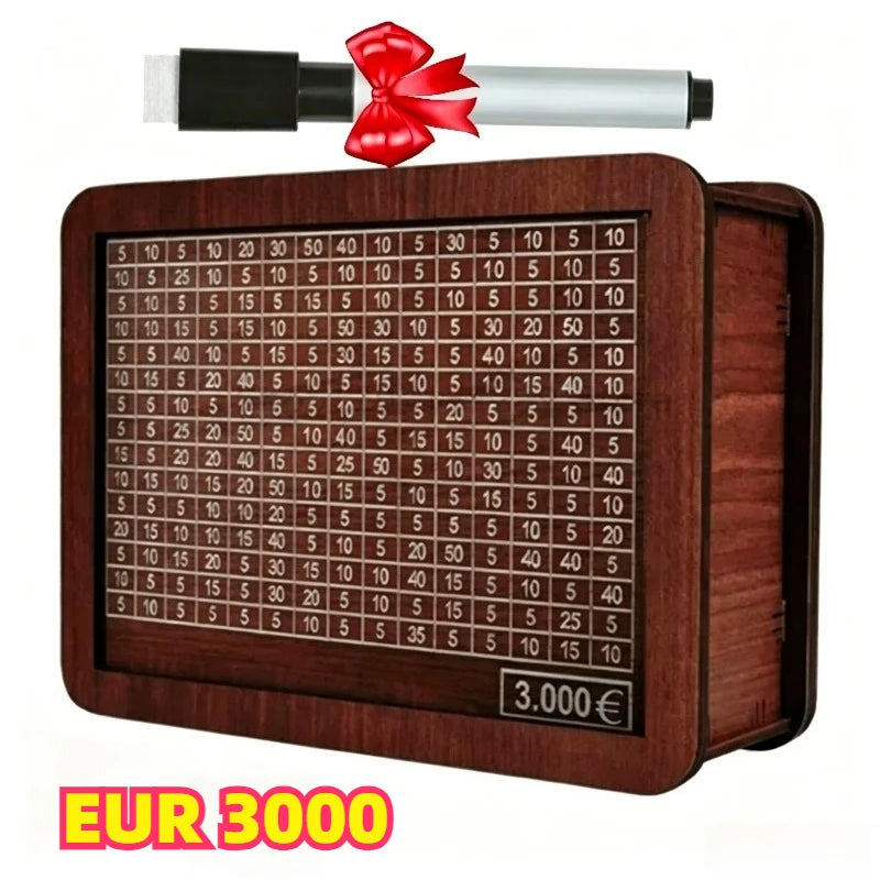 1000/3000/5000/10000 Euro Money Box Wooden Piggy Bank Reusable Personalized Piggy Bank Children Challenge Cash Storage Case Zpaxo EUR 3000