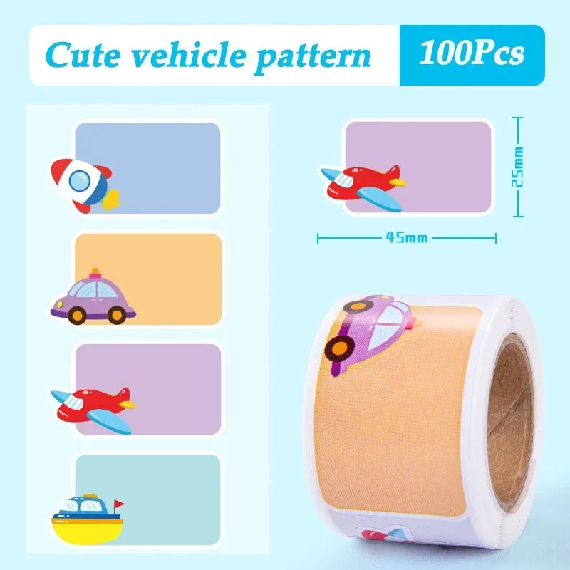 School Office Supplies Cartoon Sticker Waterproof Tear Resistant Name Zpaxo TM0157A