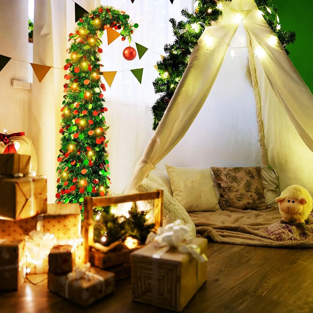 Artificial Christmas Tree Retractable 4 9 Ft Home Decor Spiral