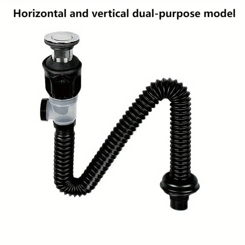 Universal Sink Drainage Pipe Telescopic Deodorizing Bathroom Kitchen Zpaxo black