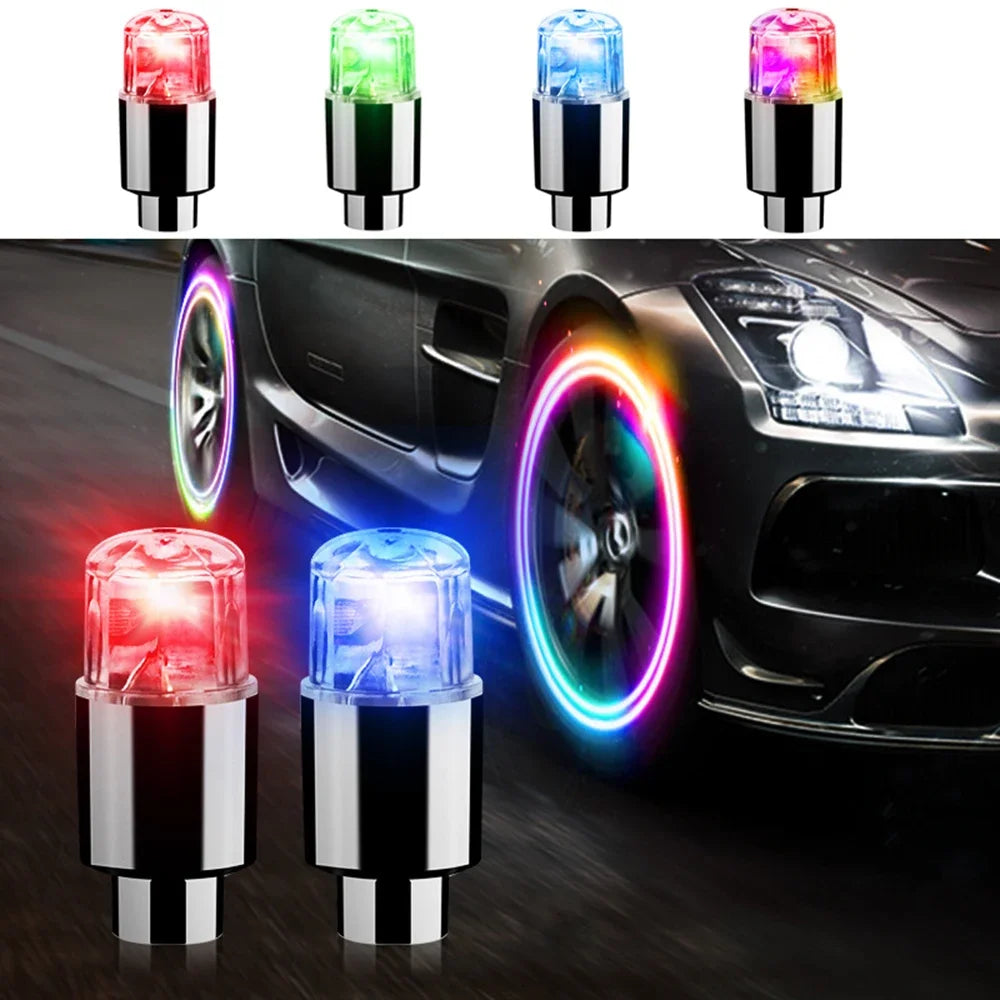 LED Tire Valve Caps – Glowing Wheel Lights for Cars & Bikes