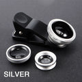 Universal 3 In 1 Fisheye Phone Lens 0.67X Wide Angle Zoom Lens Fish Eye Macro Lens Camera Kit With Phone Clip For iPhone Xiaomi Zpaxo Silvery