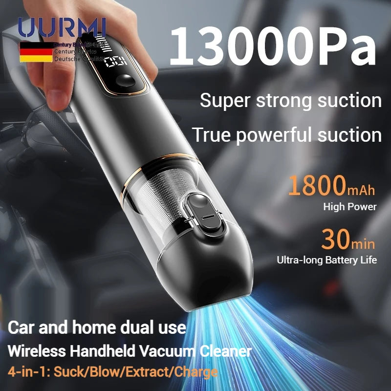 Uurmi 13000Pa 4-in-1 Cordless Vacuum: Lcd Display, One-Touch Empty, Super Suction & Blow for Car/Home/Office Zpaxo