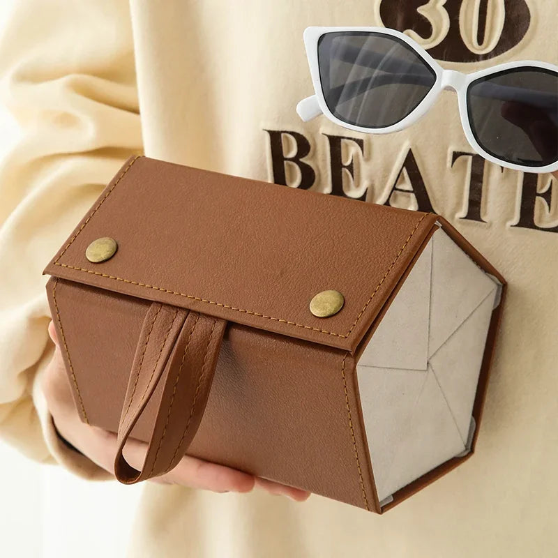 1pc 5 Slots PU Leather Sunglasses Storage Case Portable Foldable Eyeglasses Organizer Display Multi Hanging Eyeglasses Holder Zpaxo