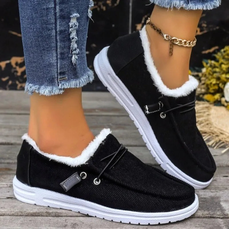 Women Boots Thick Bottom Outdoor Snow Boots Female Thickened Fluff Flats Shoes Comfortable Cotton Shoes Woman Zapatos De Mujer Zpaxo black 38