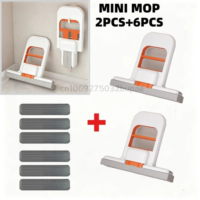 2/8PCS Self-Squeezing Mop Desktop Mops Handheld Sponge Mop Bathroom Kitchen Glass Foldable Tabletop Scrubber Mini Cleaning Tool Zpaxo