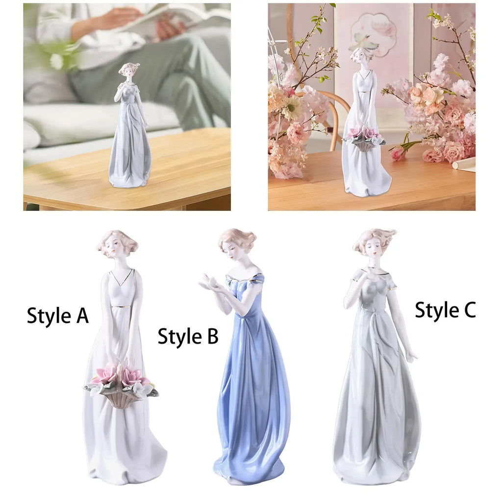 Porcelain Lady Statue – Ceramic Girl Figurine Home Decor Gift Decorative Figurine Zpaxo