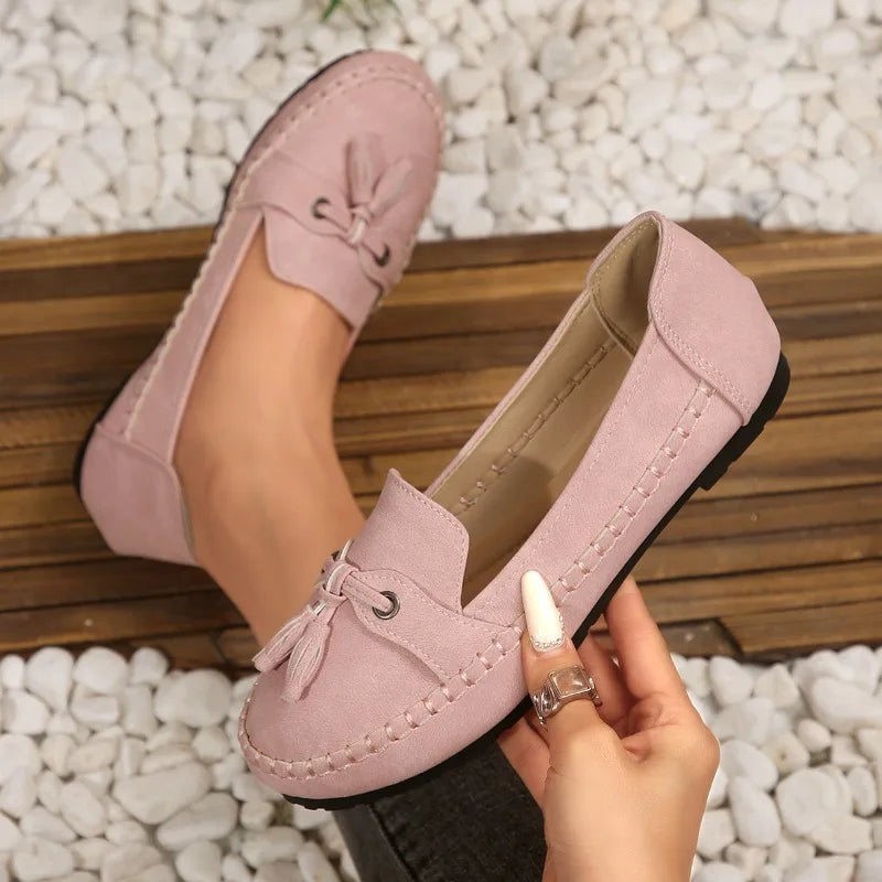 Women's Flats Fashion Breathable Casual Shoes Slip Ballet Suede Zpaxo