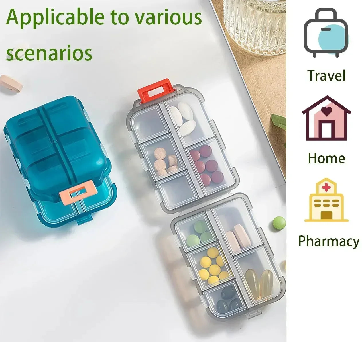 Convenient Travel Pill Organizer Dispenser Portable Pocket Pharmacy