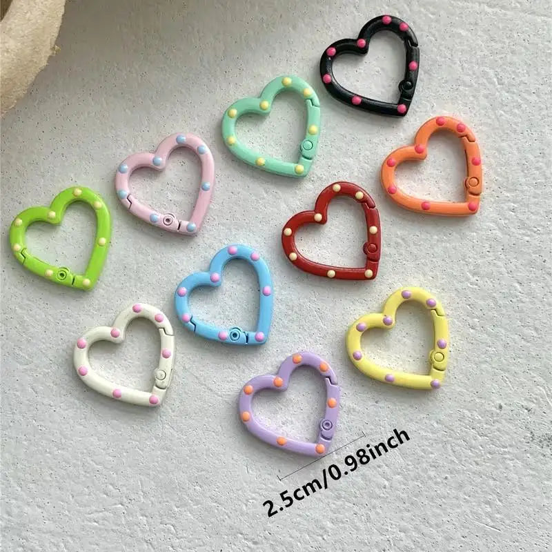 2/5pcs random Heart-Shaped Keychain with Spring Clip – Vibrant Alloy DIY Jewelry & Bag Charm by NADD VILLAGE Zpaxo