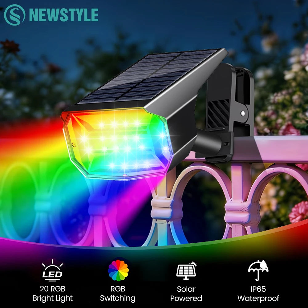 Solar Lights Outdoor Waterproof IP65 Solar Powered Clip On Spot Light With 3 Lighting Modes For Railing Fench Deck Lighting Zpaxo