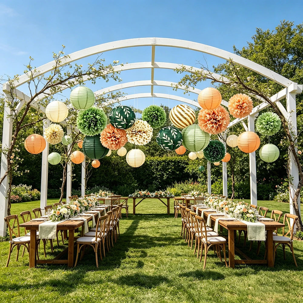 Sage Green Paper Lanterns Decorations Bridal Shower Wedding Birthday