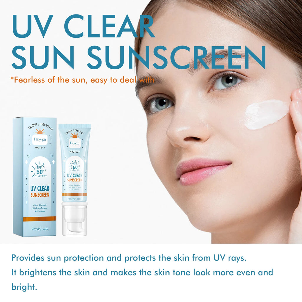 Hoygi Oil-Free Lightweight Sunscreen Cream Broad Spectrum SPF 50+ Non-Greasy Quick-Dry for Daily Face Protection and Makeup Base Zpaxo
