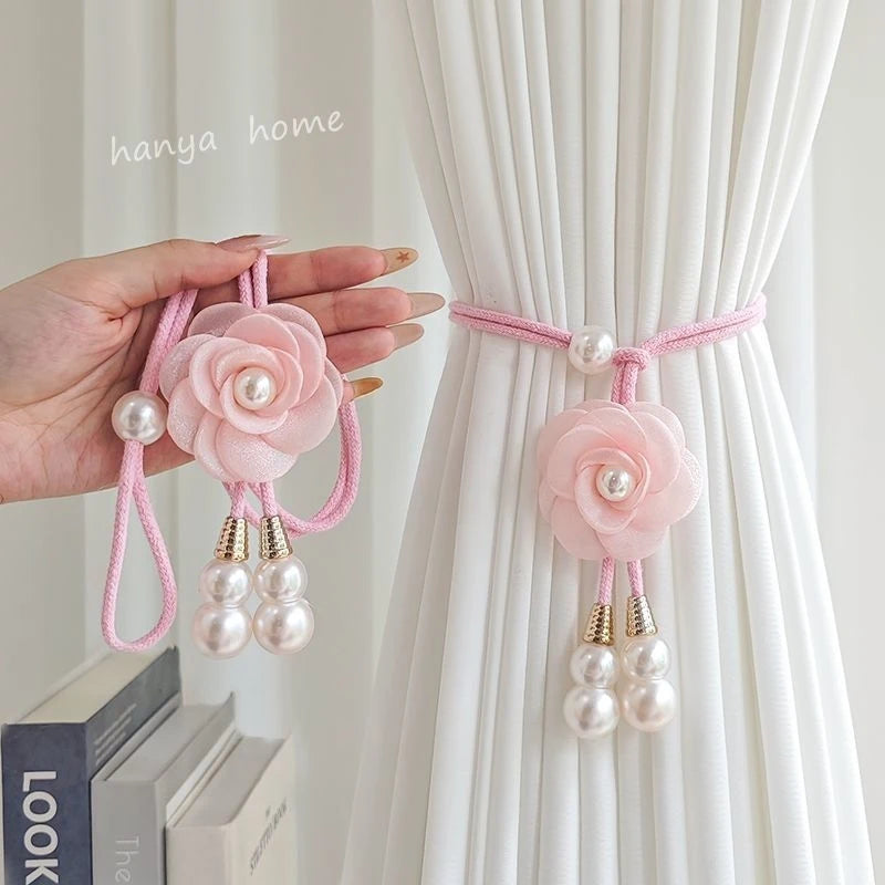 Creative Camellia Curtain Ties Adjustable Transparent Decorative