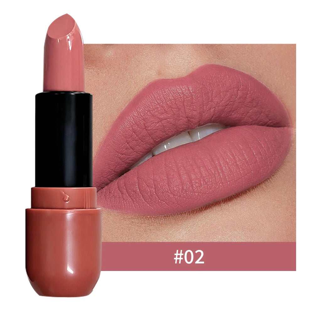 Waterproof Velvet Matte Lipstick, Smudge Resistant Lip Color, Highly Pigmented Smooth Finish Makeup Zpaxo 02