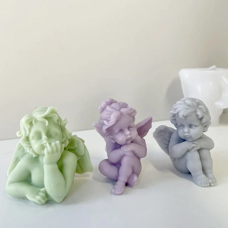 3D Angel Candle Silicone Mold DIY Aromatherapy Soap Candles Wax Plaster Polymer Clay Craft Ornament Making Mold Home Decor Zpaxo