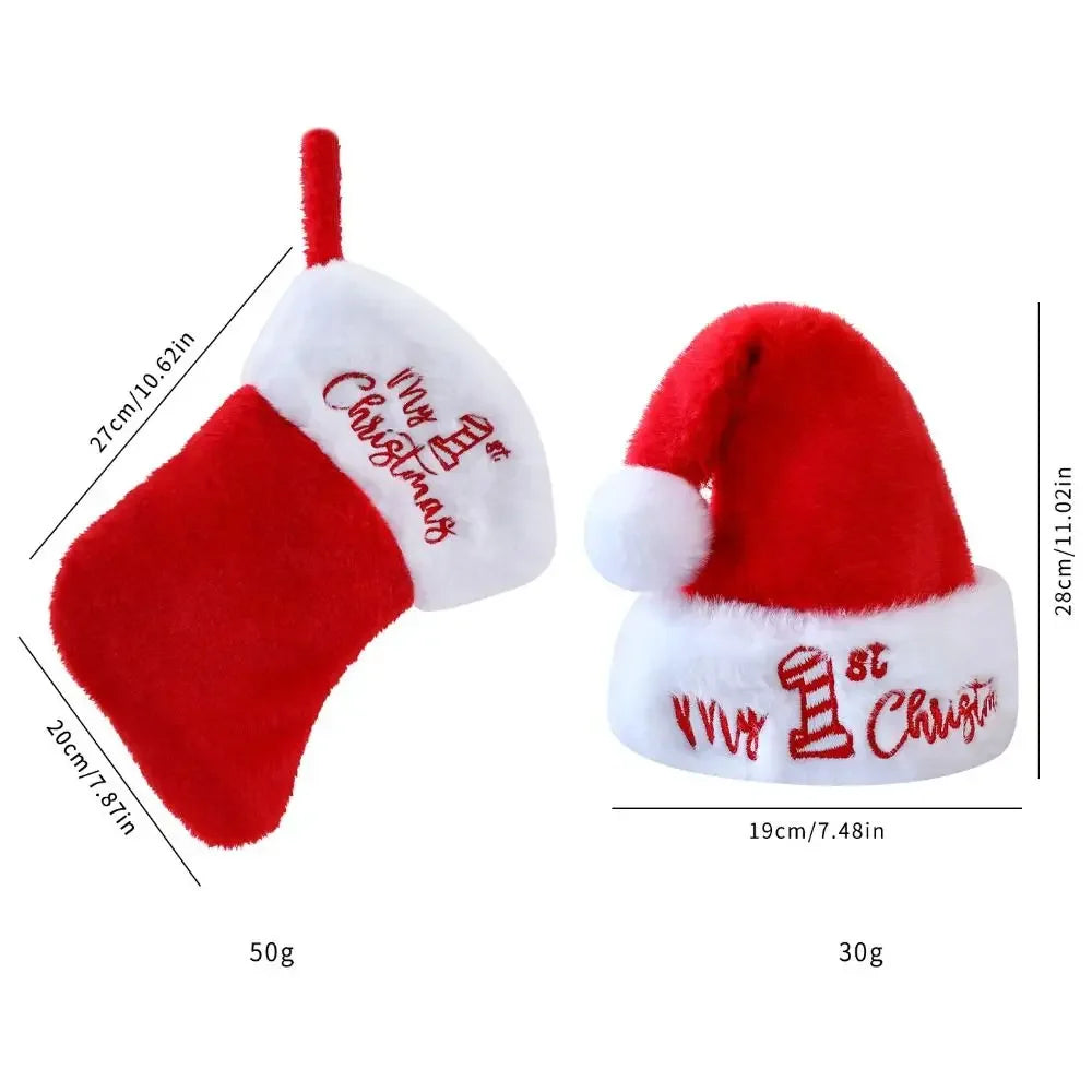 Christmas Hat & Sock Gift Set – Plush Xmas Cap & Stocking Christmas Gift Set Zpaxo