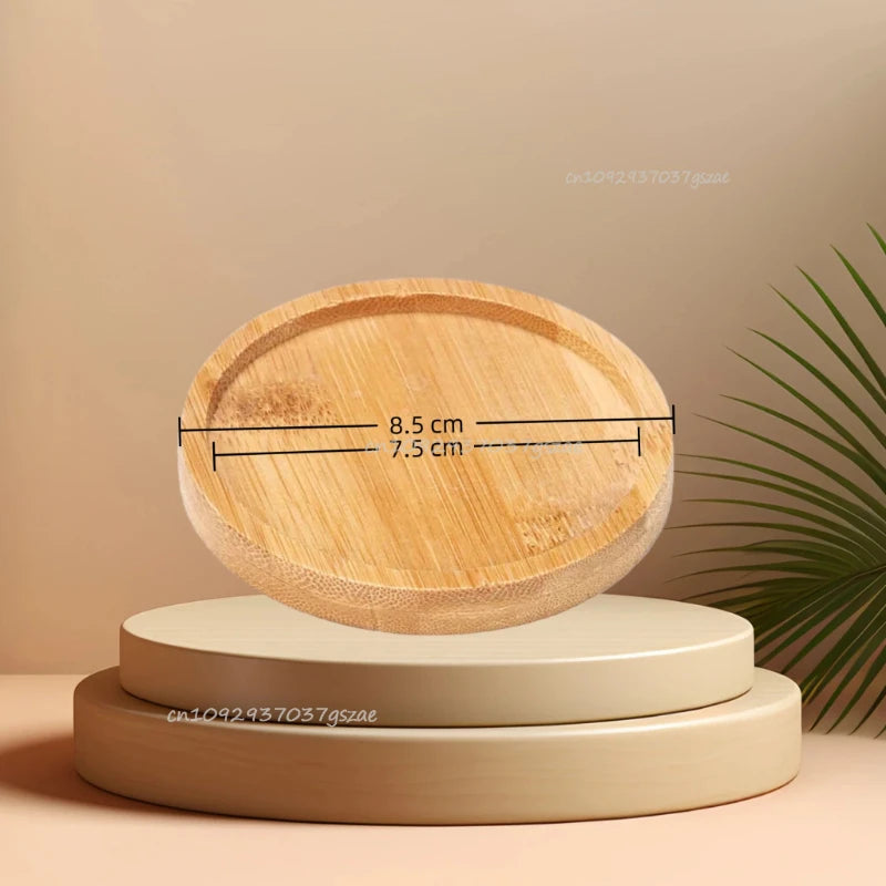 Flower Pot Trays Dish for Plant Vase Bamboo Tray Wooden Bottle Tray Bathroom Shampoo Shower Gel Organizer Jewelry Storage Tray Zpaxo Round-8.5cm