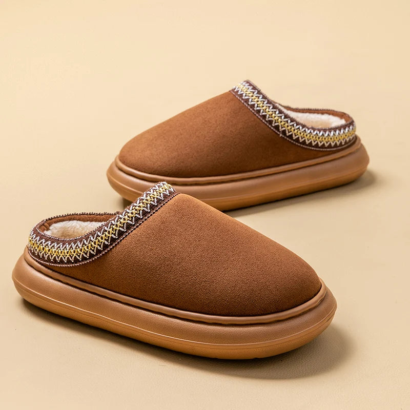 Men's Plush Slippers Winter Thick Fuzzy Indoor House Shoes