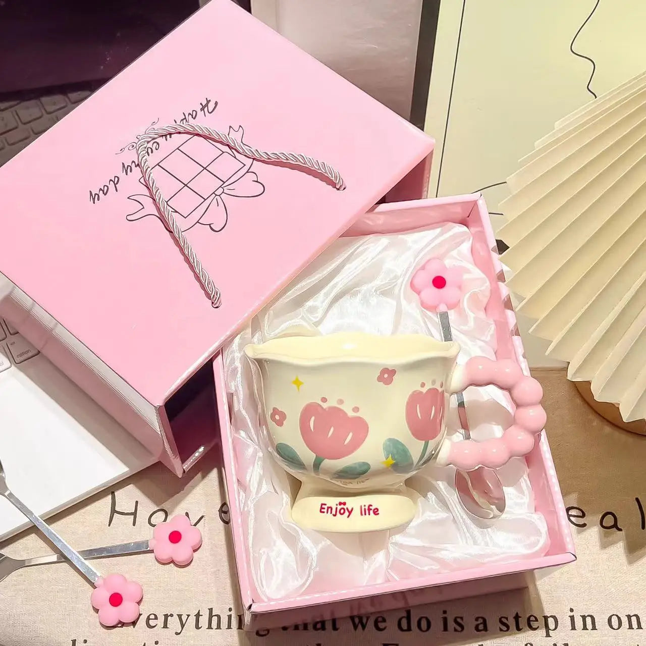 Girls Birthday Souvenir Coffee Cup Mugs Cups Creative Flower Mug