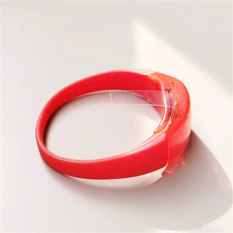 LED Voice Activated Sound Control Bracelets Silicone Flashing Bangle Zpaxo Red 6pcs
