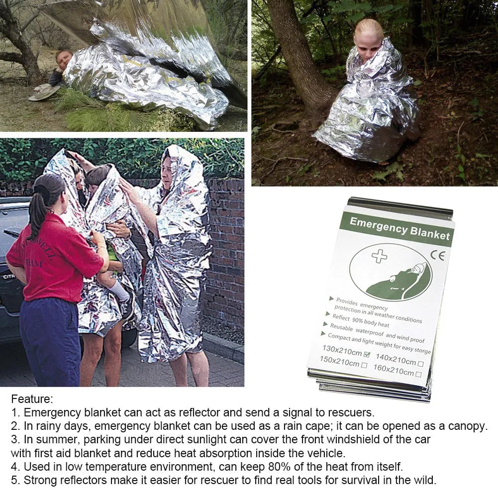 Emergency Blanket Outdoor Survive First Aid Hiking Rescue Windproof