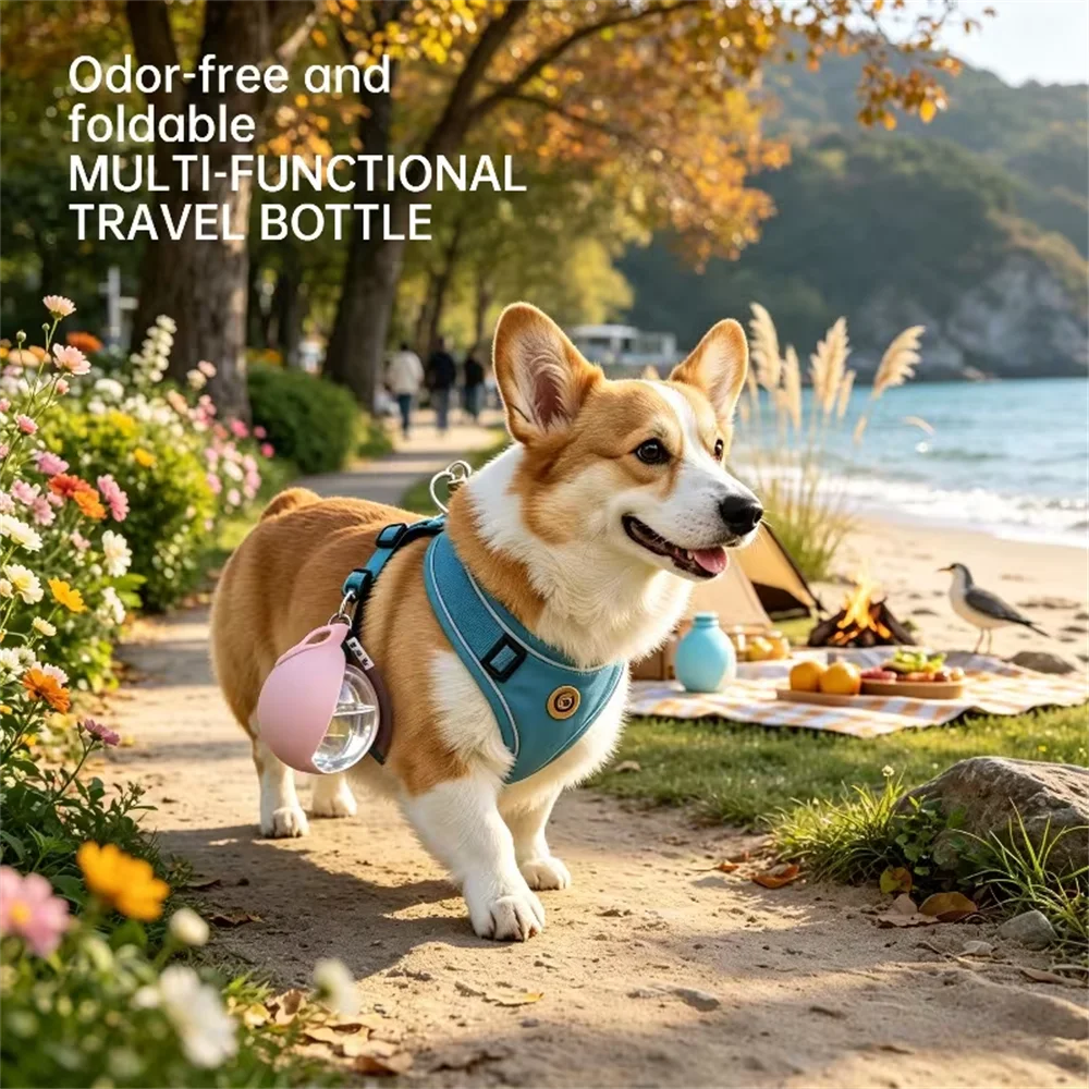 Upgraded 2In1 Portable Water Bottle Collapsible Dog Bowl Leakproof Zpaxo