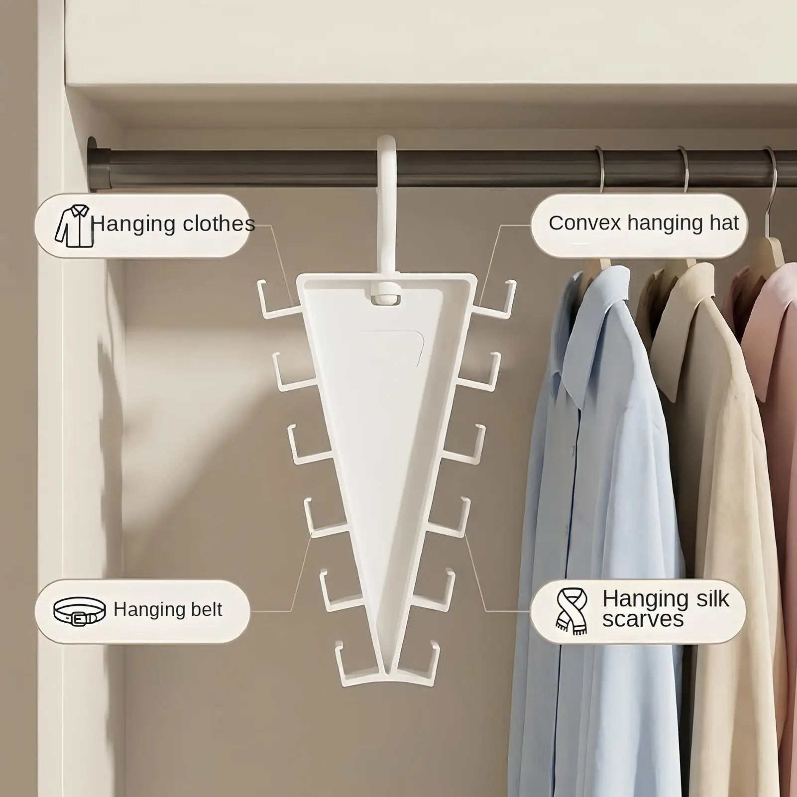 Space Saving V Shape Hangers Non Slip Multi Hook Closet Organizer