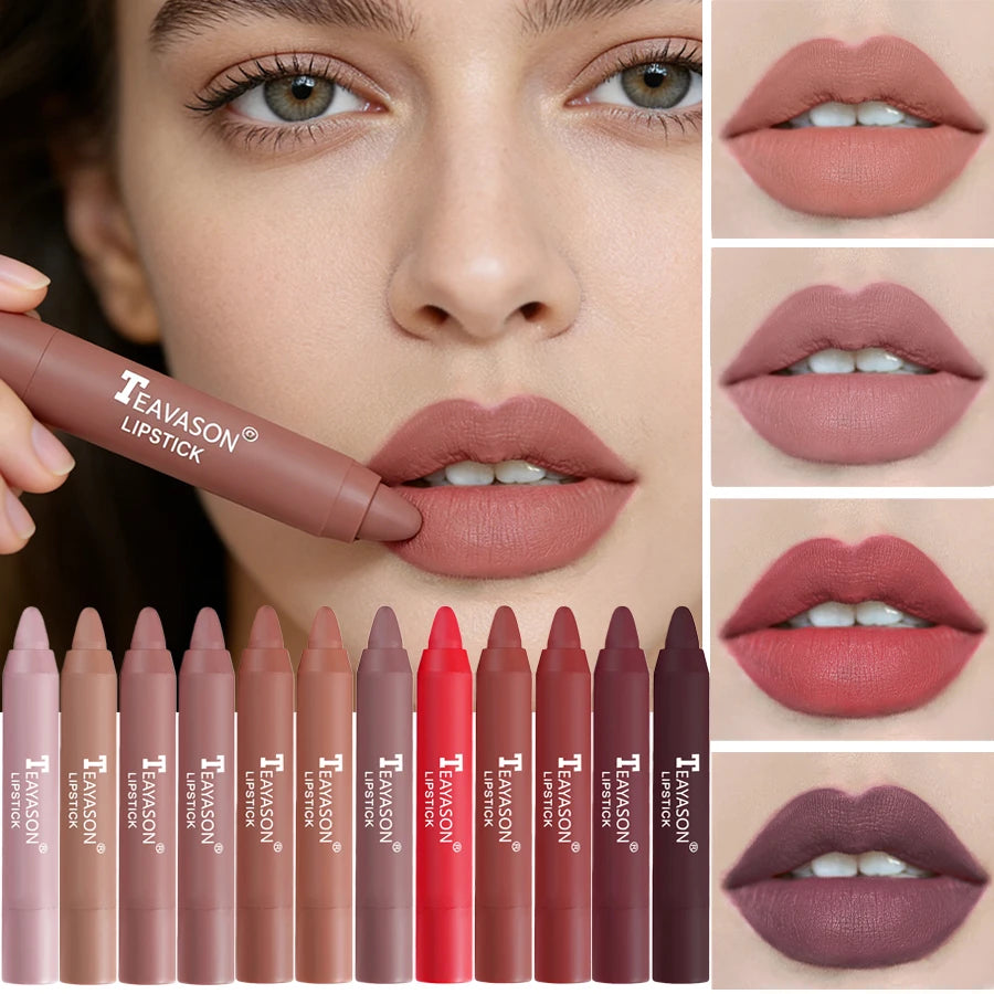 Matte lipstick for easy application, smudge-proof, daily moisturizing, lipstick, holiday gift, light makeup, lip pen, lipliner, Zpaxo