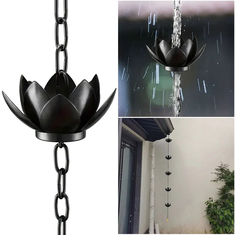 Lotus Bird Rain Chain Outdoor Decors Hanging Catcher Gardening