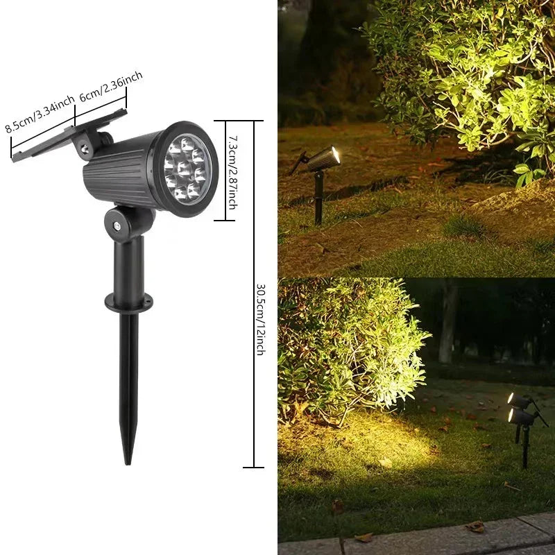 1 2 Solar Powered 9LED Lamp Adjustable Spotlight In-ground IP65 Zpaxo Warm lamp-9LED 2Pcs