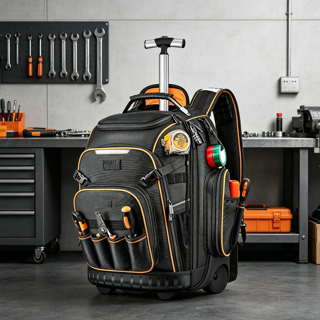 Tool Backpack Wheels Electrician Waterproof Base Rolling Bag