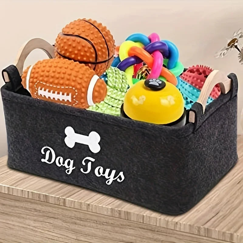 1pc Felt Pet Toy Box, Dog Toy Box, Storage Basket Chest Organizer For Organizing Pet Toys, Blankets, Leashes And Food Zpaxo