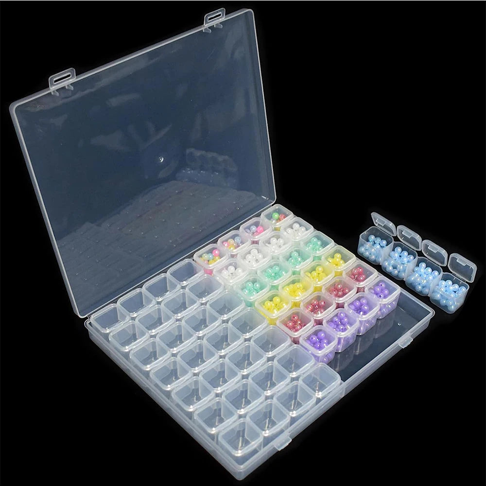 28/56 Girds Plastic Storage Box Jewelry Beads Diamond Painting Nail Art Storage Container Case Zpaxo