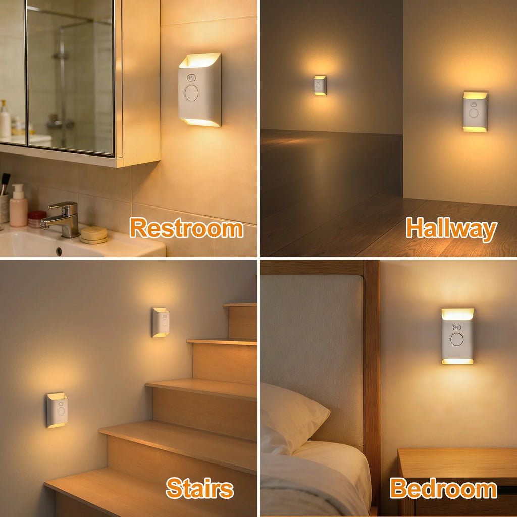 LED USB Rechargeable Wall Lamp Up Down Light PIR Motion Sensor Step Light Indoor Night Lamp for House Decor Exterior Patio Porch Zpaxo
