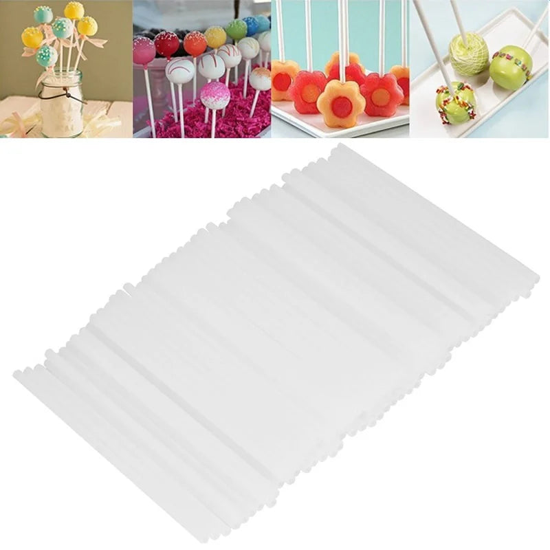100Pcs Plastic Lollipop Stick Safe White Cake Pop Sucker Sticks For Chocolate Sugar Candy Lollypop DIY Mold Bakeware Tool Zpaxo