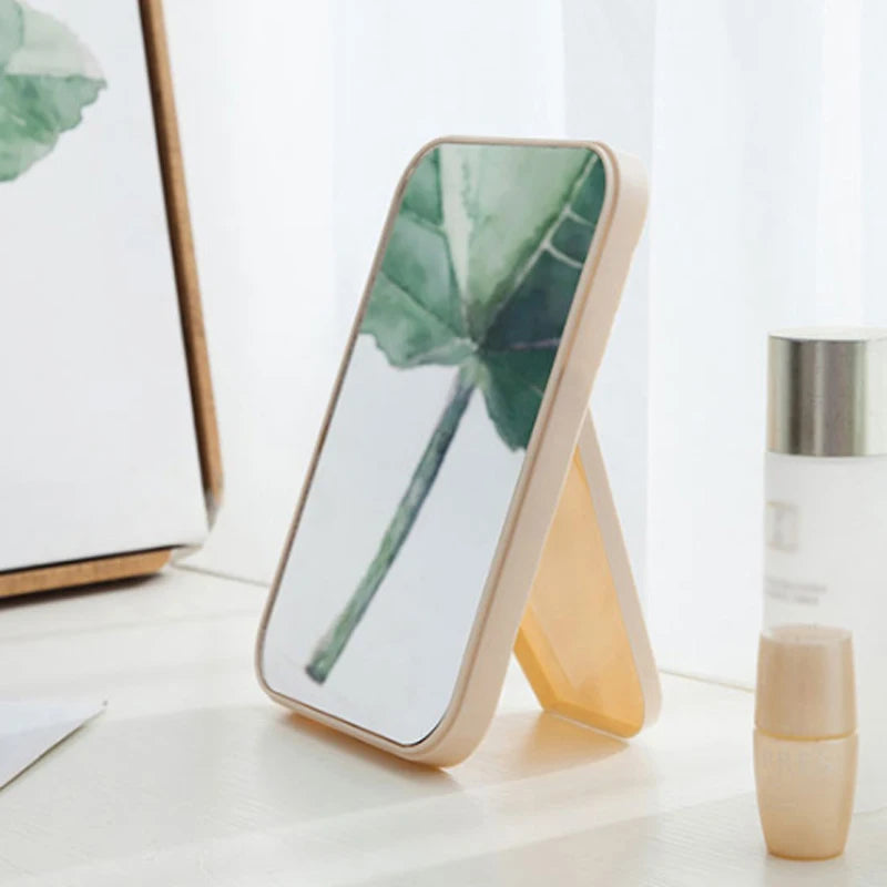 Portable Folding Cosmetic Mirror Simple Square Desktop Makeup Bedroom