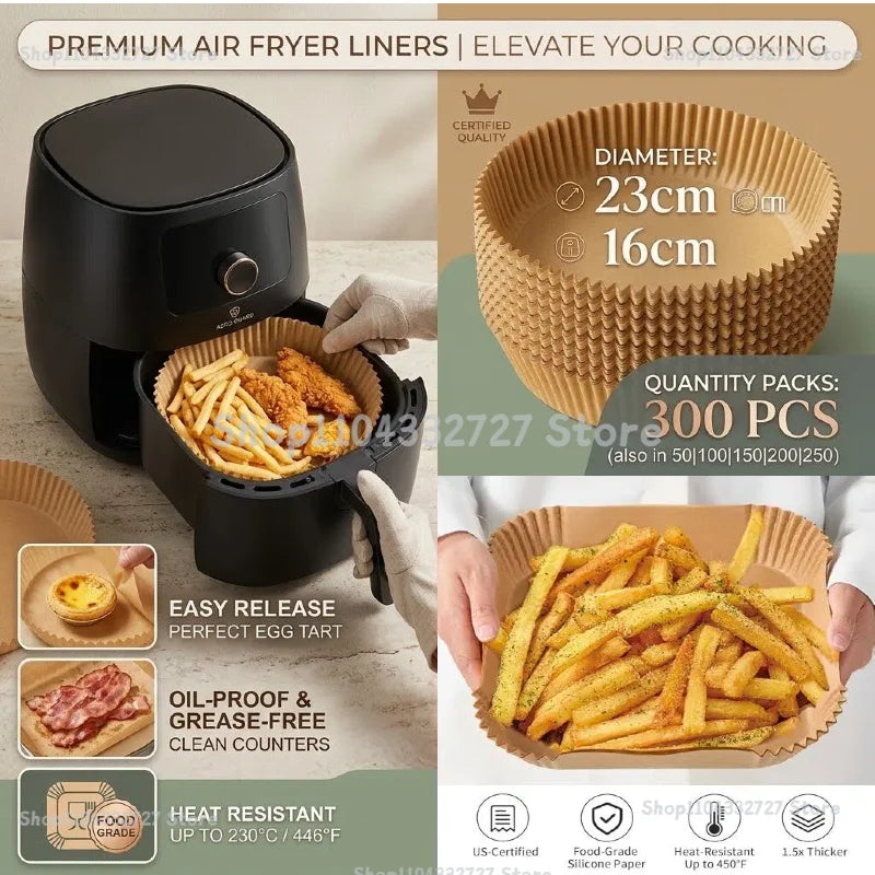 Cooking Paper Air Fryer Disposable Paper Square Round Baking Barbecue Plate NonStick Mat Kitchen Oven Oil Absorbing Paper Tool Zpaxo