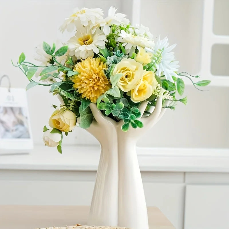 White Ceramic Handmade Vase Exquisite Home Decor Artistic Flower