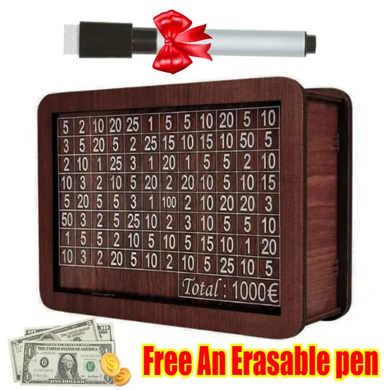 Wooden Piggy Banks, Dollar Cash Boxes, Reusable Assembled Cash Boxes, Home Decorations, with Savings Goals and Figures Zpaxo EUR 1000