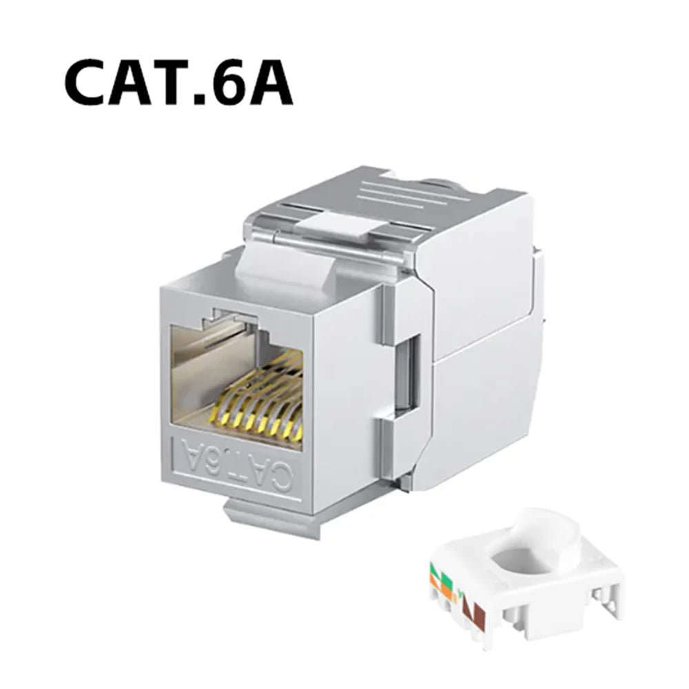 Cat7 CAT6A STP Shielded RJ45 Keystone Jack Zinc Alloy Adapter RJ45 Keystone Jack Zpaxo CAT6A shield
